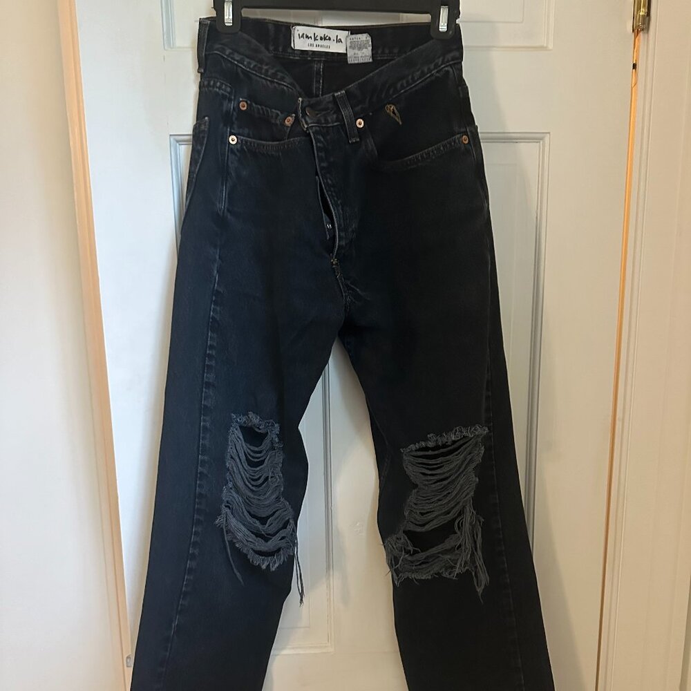 vintage reworked black levi crossover jeans